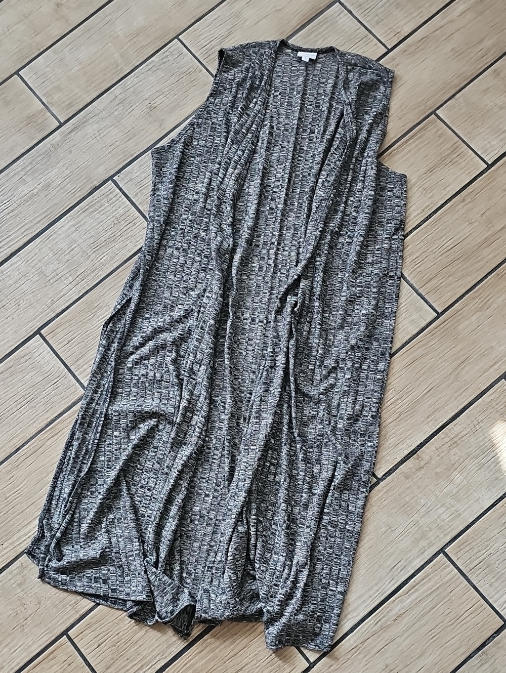 LuLaRoe JOY Dark Gray Ribbed Long Sleeveless Duster Vest Large